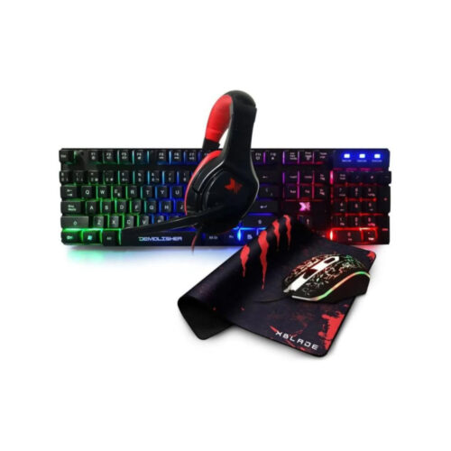Teclado Xblade Gaming + Mouse + Audifono + Pad Demolisher Kit 4 En 1