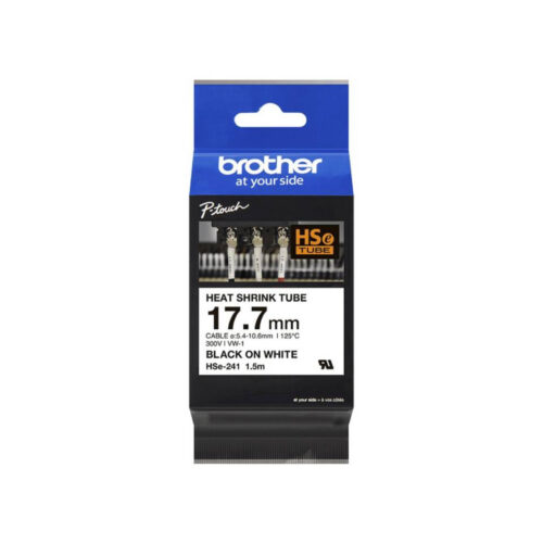 Brother Hse241 17.7 Mm X 1.5M Size Heat Shrink Tubing Black On White/ CI29911